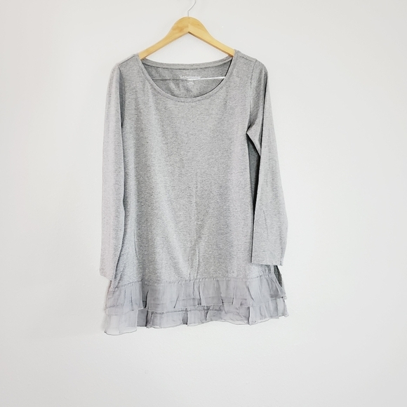 Soft surroundings ruffle hem long sleeve top - Picture 2 of 5